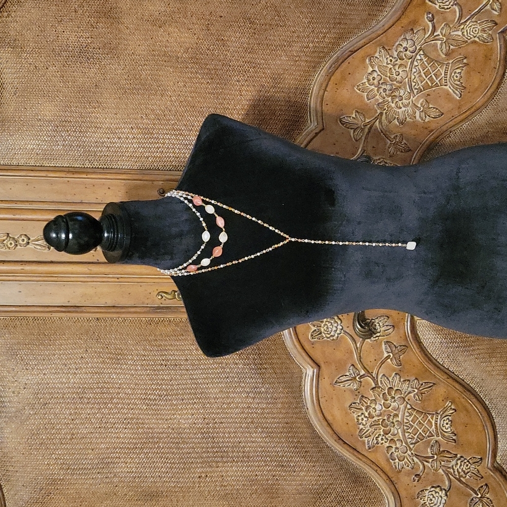 Stone Bead Layered Y Necklace